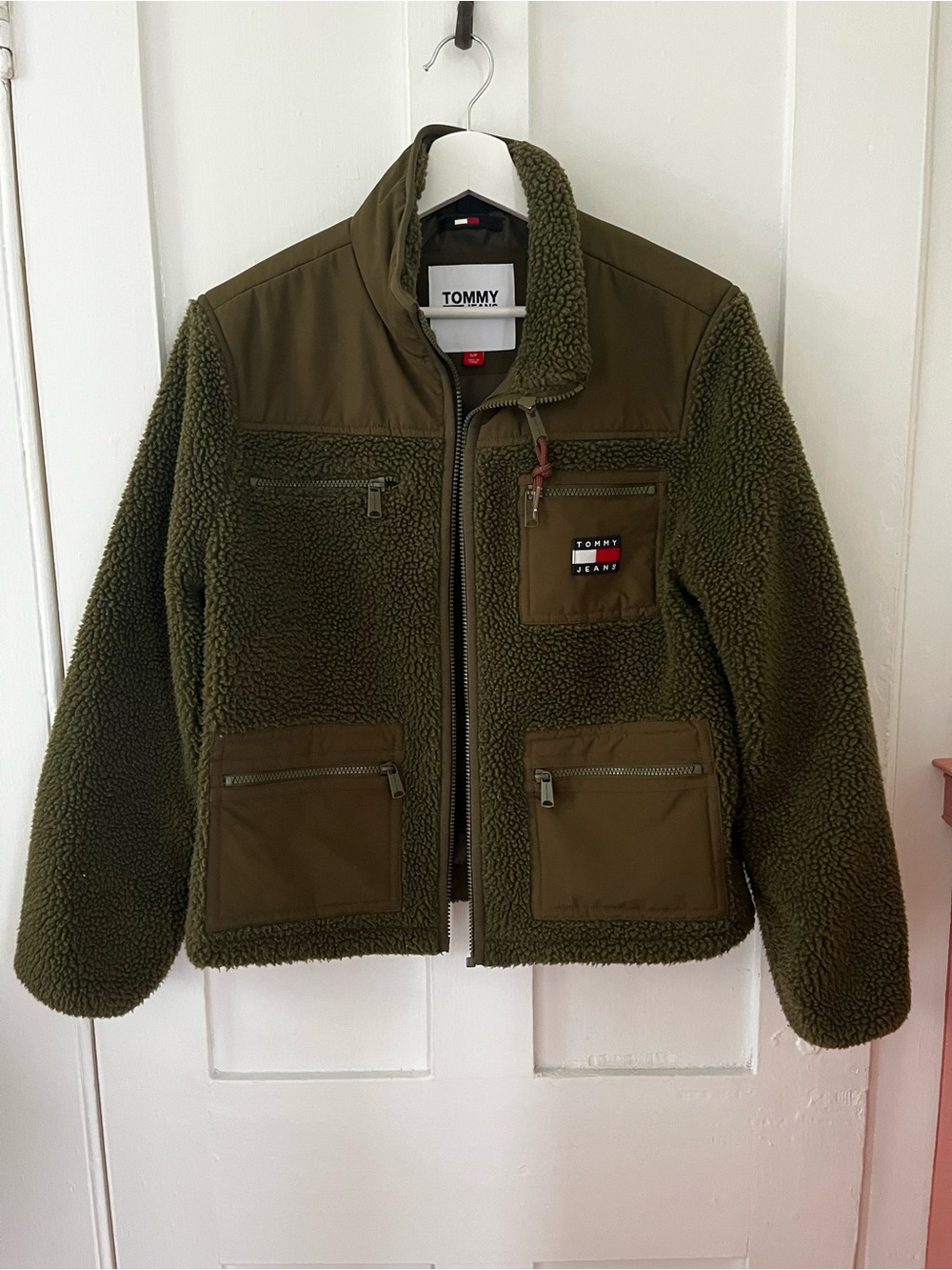 Tommy Jeans Sherpa Mix Media Jacket (Olive Green)